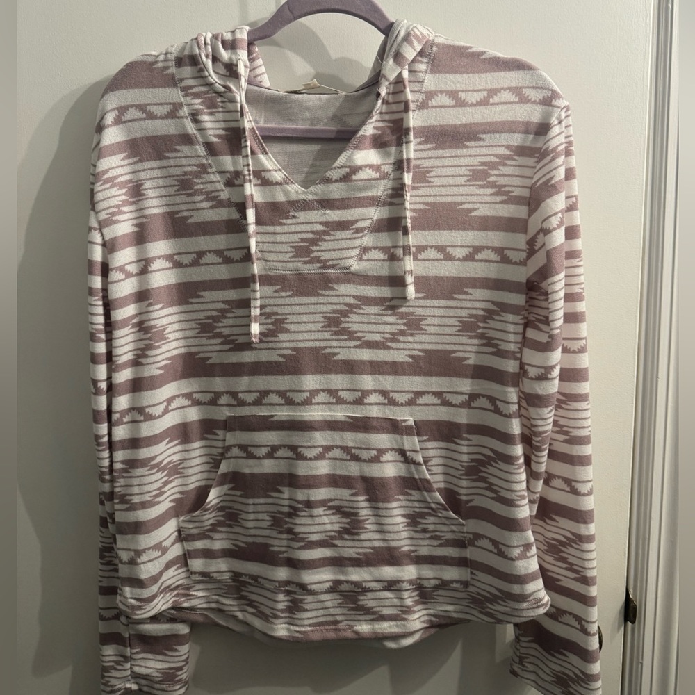 Wallflower Western Print Long Sleeve Shirt with Hood